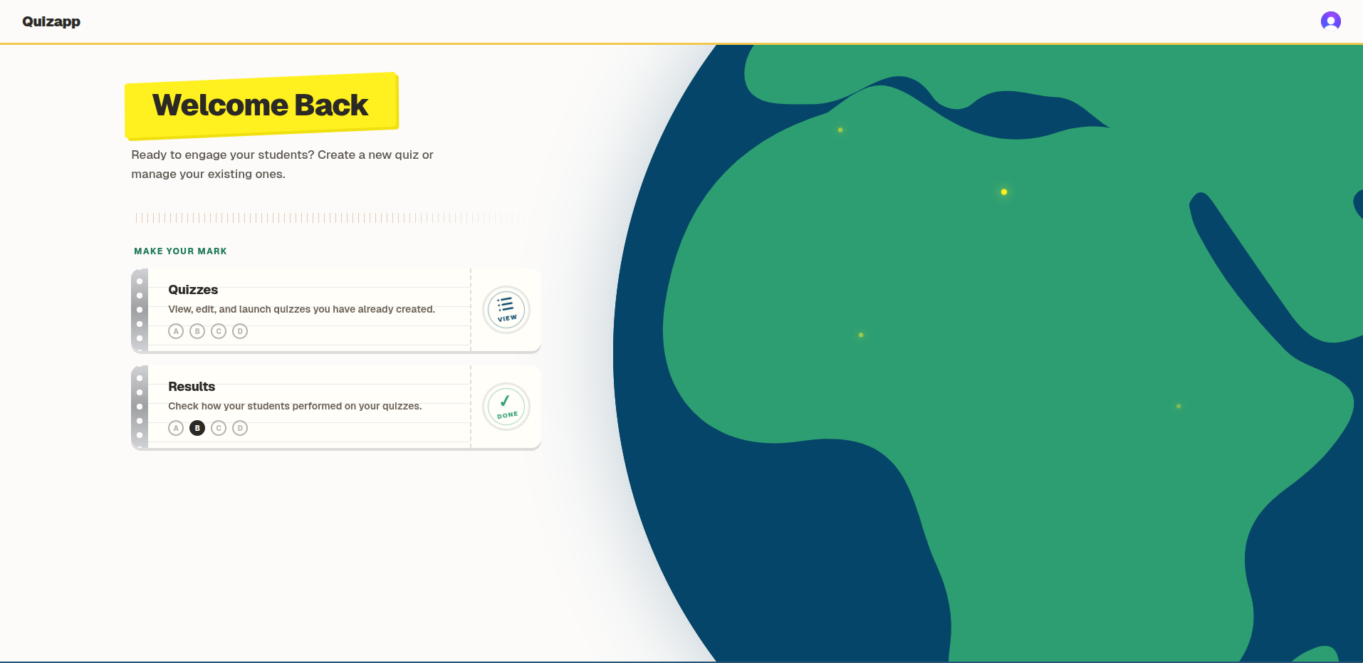 Quiz app homepage picture